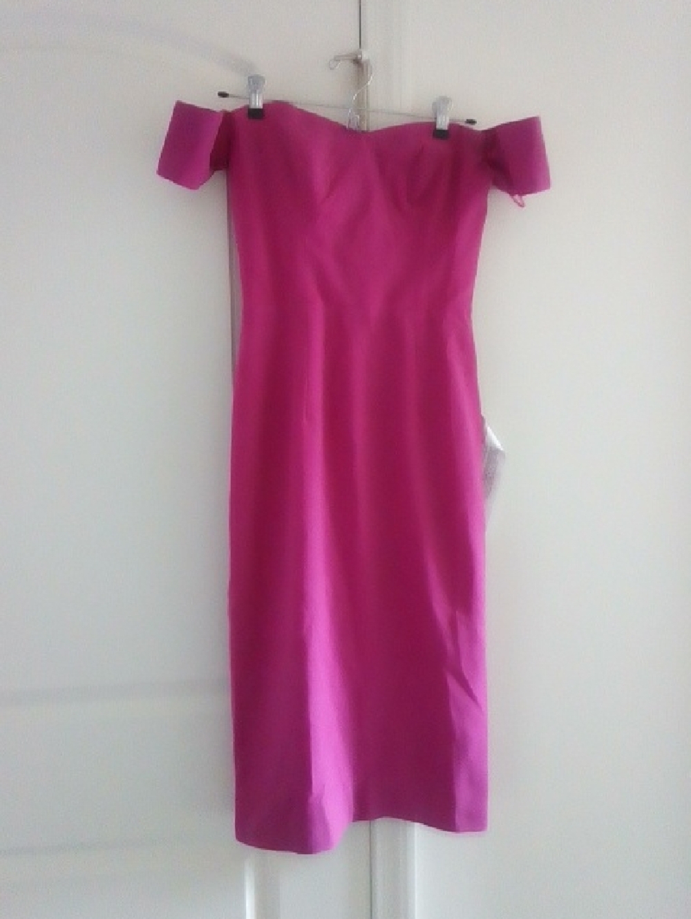 Off-Shoulder Fuchsia Midi Dress